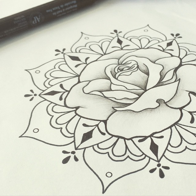 Foolish Dreams on Tumblr: Para Jéssica! 🌸💕 #tattoo #mandala #rose #drawing