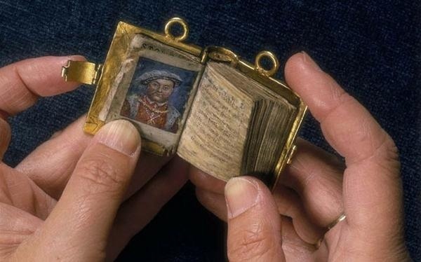  Anne Boleyn’s miniature book of psalms, with a portrait of Henry VIII, via Bibliophilia