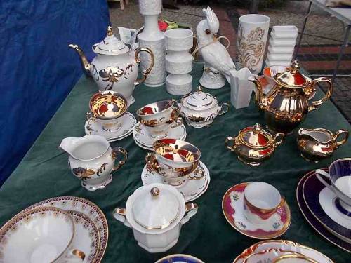 Various porcellain items from antique market in Wroclaw, Poland.