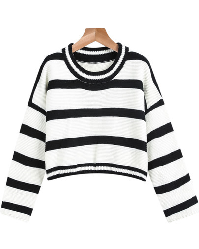 penssamento:    There is the amazing SHEINSIDE  store!  White Long Sleeve Striped