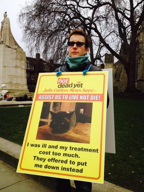 livingwithdisability:Protest in UK today at Parliament against Assisted Dying Bill from the #NotDead