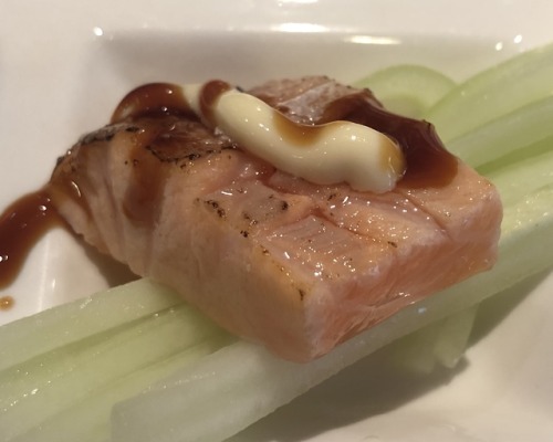 Salmon sashimi, seared, bar special at E Sushi