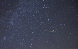 sci-universe:  I was lucky enough to capture a bit of the Milky Way, the Andromeda Galaxy and a shooting star, hurtling below it, all together during the Perseid meteor shower!August 14th, Võru, Estonia (please don’t remove the caption) 