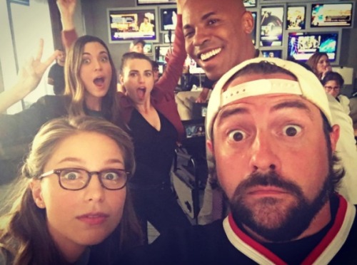 marysocontrary1:thatkevinsmith Super times on @supergirlcw with @melissabenoist, @mehcadbrooks, @ode