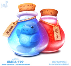 cryptid-creations:  Daily Paint 2019# Mana-Tee Opps. I forgot to upload to Tumblr again, egh…. Daily Book and Prints available at: http://ForgePublishing.com/shop  For full res WIPs, art, videos and more: https://www.patreon.com/piperdraws Twitter  •