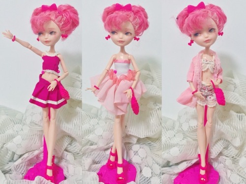 My Ever After High Cupid Repainted doll~ Made her 3 outfits ^^ one cheerleading outfit, one short go