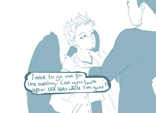 imaid:  Hawksdeavour single (quad) dad auThe todoroki siblings are quadruplets. Hawks and Enji live on a diet of coffee and instant noodles.Enji is younger in this au, maybe mid 30s so he hasn’t really contended with All Might and has a lower percentage