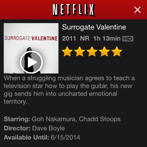 Check out this enjoyable indie film starring Goh Nakamura. You only have two days people! gohnakamura:
“Surrogate Valentine being booted from Netflix in 3 days. Check it out if you can.
”