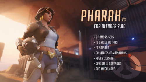 For people still stuck in Tumblr land, the new version of my Pharah model with the