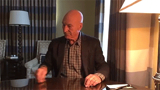 pleasuredom4you:  hotteaandoranges:  Cause, Sir Patrick Stewart.  LOL… Perfect!