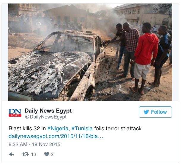 micdotcom:  Nigerian suicide bombing leaves at least 32 dead A deadly suicide bombing