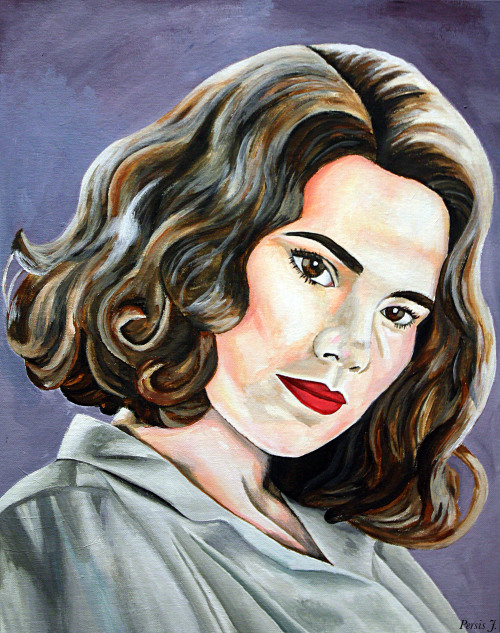 16" X 20" Acrylic Painting Of Peggy Carter.