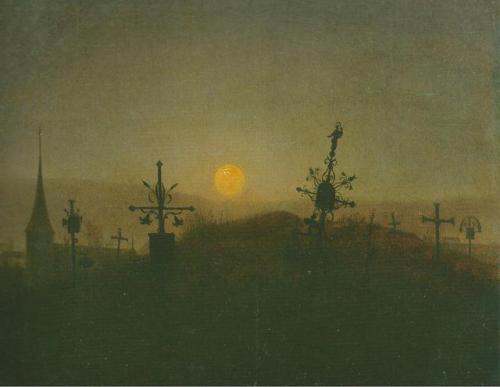 Carl Gustav Carus, Cemetery in the moonlight, c.1822