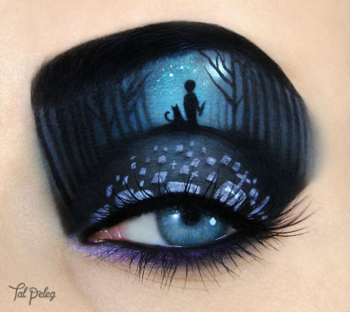 upinthenorthwest:  sixpenceee:  Tal Peleg creates eye-art, she uses her own eye as the canvas, and makeup products as my paint. Every work takes a lot of time and care, and of course- a lot patience. (Source)  ON. HER. OWN. EYES. 