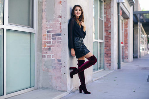 Amy Zhang in Zara boots