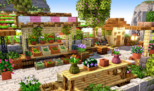 celesse: Squeezed in a little flower market and water plant area to give some more life to my Minecr