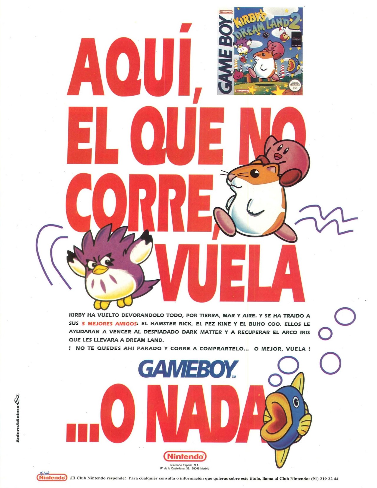 Video Game Print Ads — 'Kirby's Dream Land 2′ [GB] [SPAIN] [MAGAZINE]