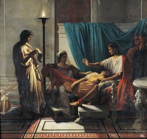 hadrian6: Virgil reading the Aeneid to Livia. 1811. Jean Dominique Ingres. French. 1780-1867. oil on