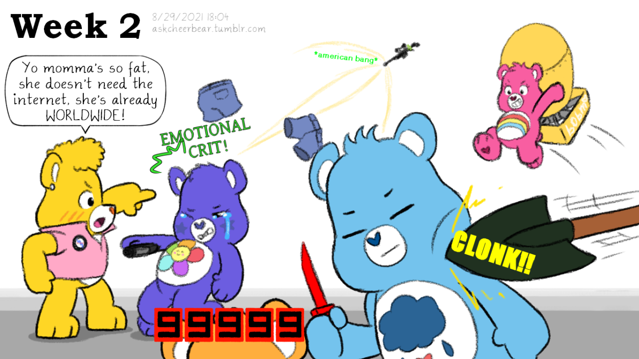 Ask Cheer Bear — This pretty much summarizes the art dude's first