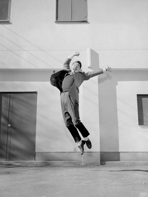 s-h-o-w-a:  Famous Japanese people, including  Honda Motor Co. founder  Soichiro Honda, actor Toshiro Mifune and singer Mie Nakao, jump for The Asahi Simbun newspaper in January  1963