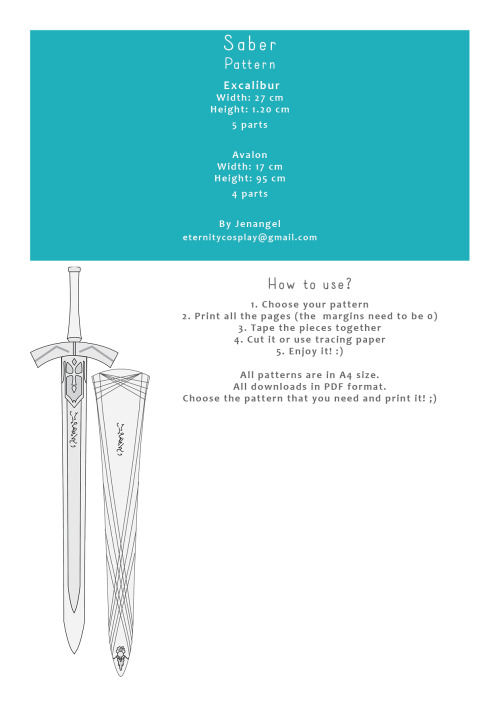 Saber Excalibur & AvalonPDF Format: http://patterns.jenangel.nl/wp-content/uploads/2015/08/Saber