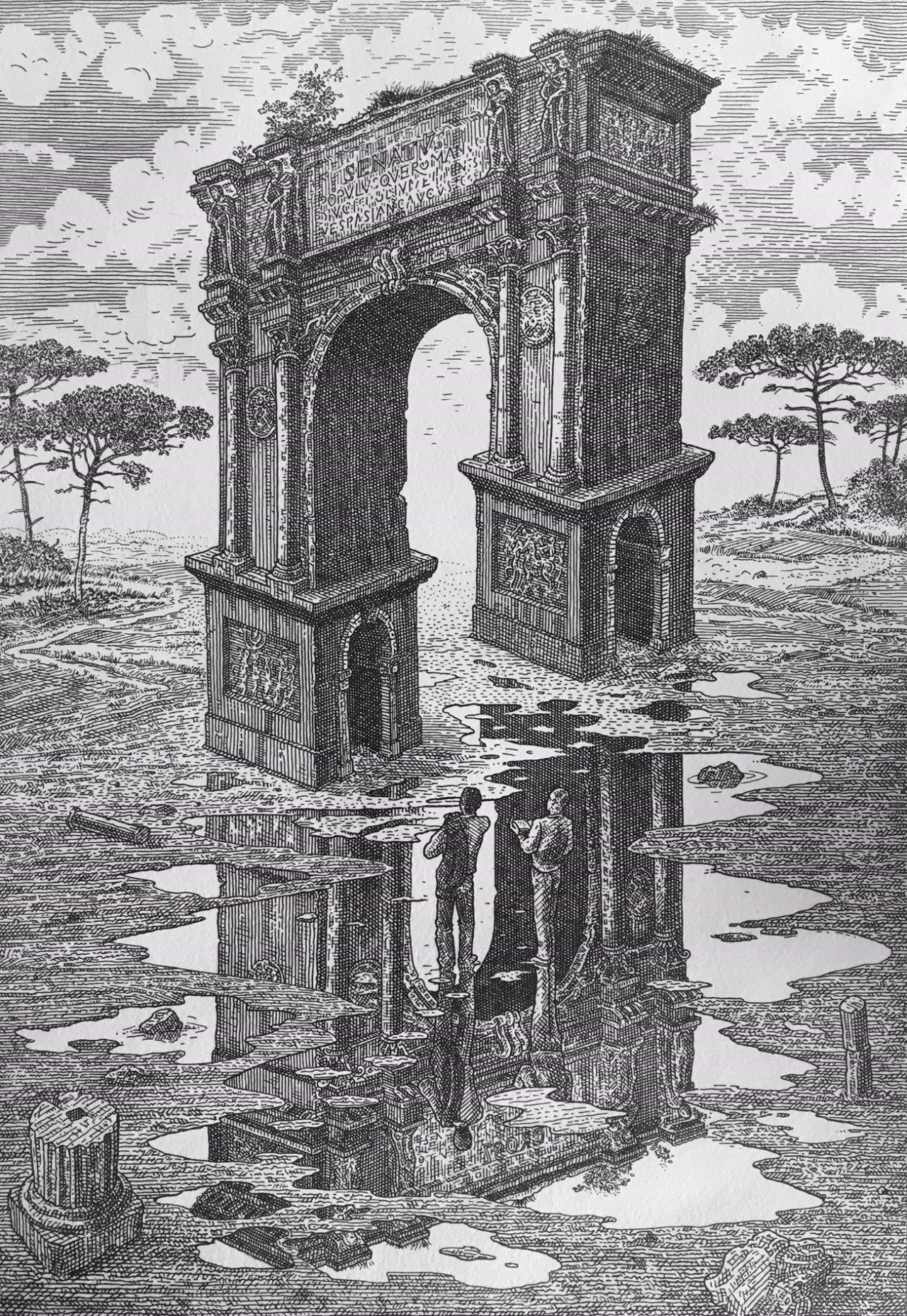 István Orosz — Triumphal Arch (etching, 1996)