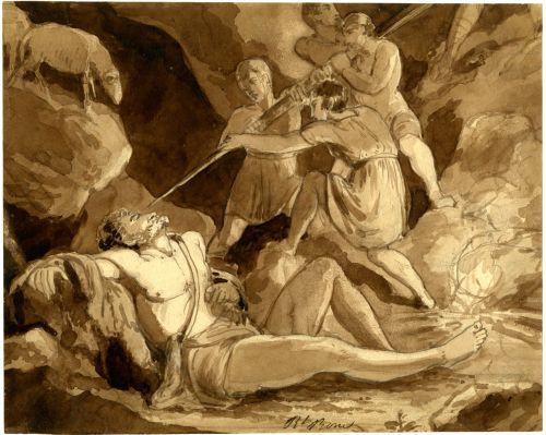 Robert Trewick Bone (British; 1790–1840)The Blinding of Polyphemus by Odysseus Undated Pen and