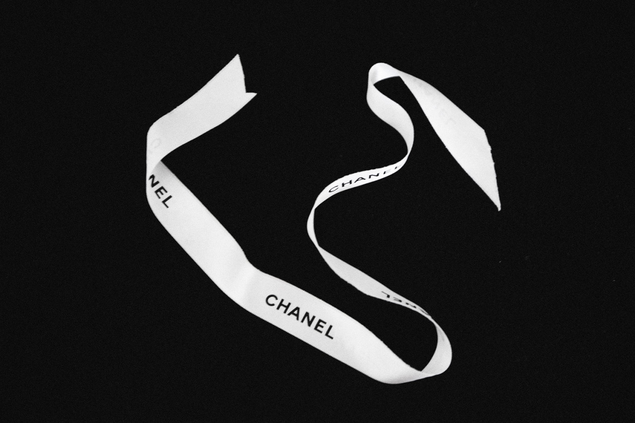 CHANEL, Other, Authentic Chanel White Cotton Black Logo Ribbon