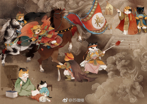 artoffreddieniem-blog: 【Cat &amp; Song dynasty 拟人古风猫 · 典雅宋王朝 】   微博画师@苏徵楼 作品欣赏大大说，「有幸参与画猫这个系列画集第二本的