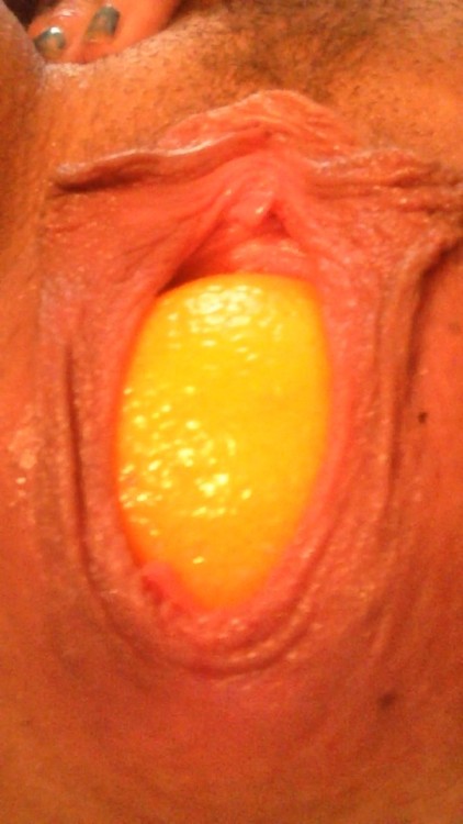 kittysdeadlynightshade:  hehe my first time ever doing  object birthing, from a little custom clip i did…. i only had one orange so i didnt get to do more as i would of liked I need to purchase some balls to do more of this!!! p  extremistkinkster.manyvid