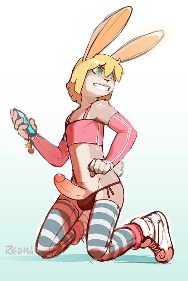 furballthefurry:  Cross dressed to impress - by Redic-nomad  Cute bunnyboi~ x:
