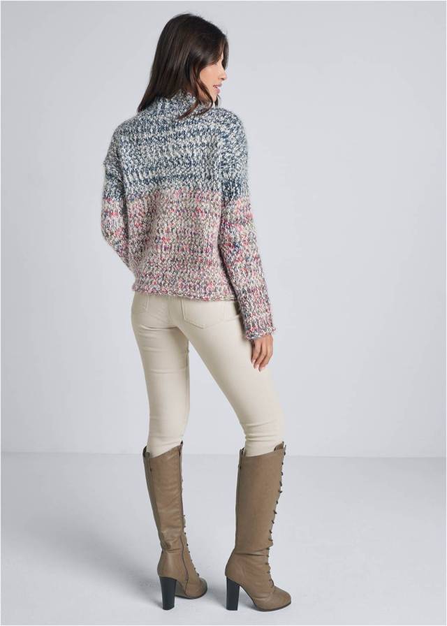 MARLED KNIT MOCK NECK SWEATER