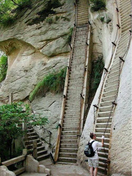 The Vertical Stairs of Mount Hua, China.