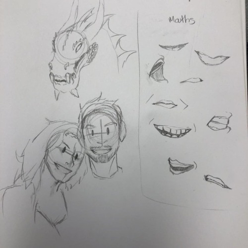 Practices with mouth, random dragon(again ) ,and a commission in progress sketch #sketch #sketches #