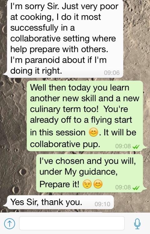 giftedmaster:  Some dialogue with today’s sub and evidence of him working to prepare My lunch. He has cheese on toast as he is a fussy eater, but I did drag a garlic clove across the toast beforehand, which he loved. Educating a slave in new skills