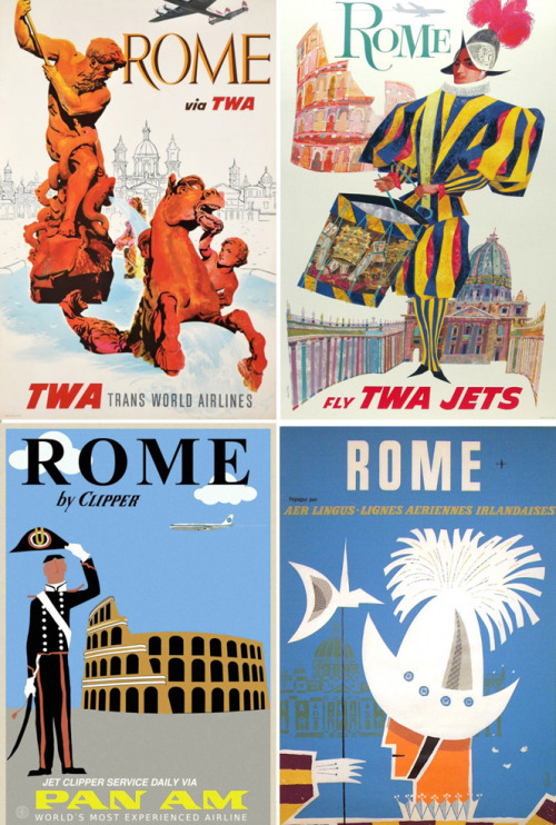 Here is a series of beautiful advertisement posters where international airline companies promoted t
