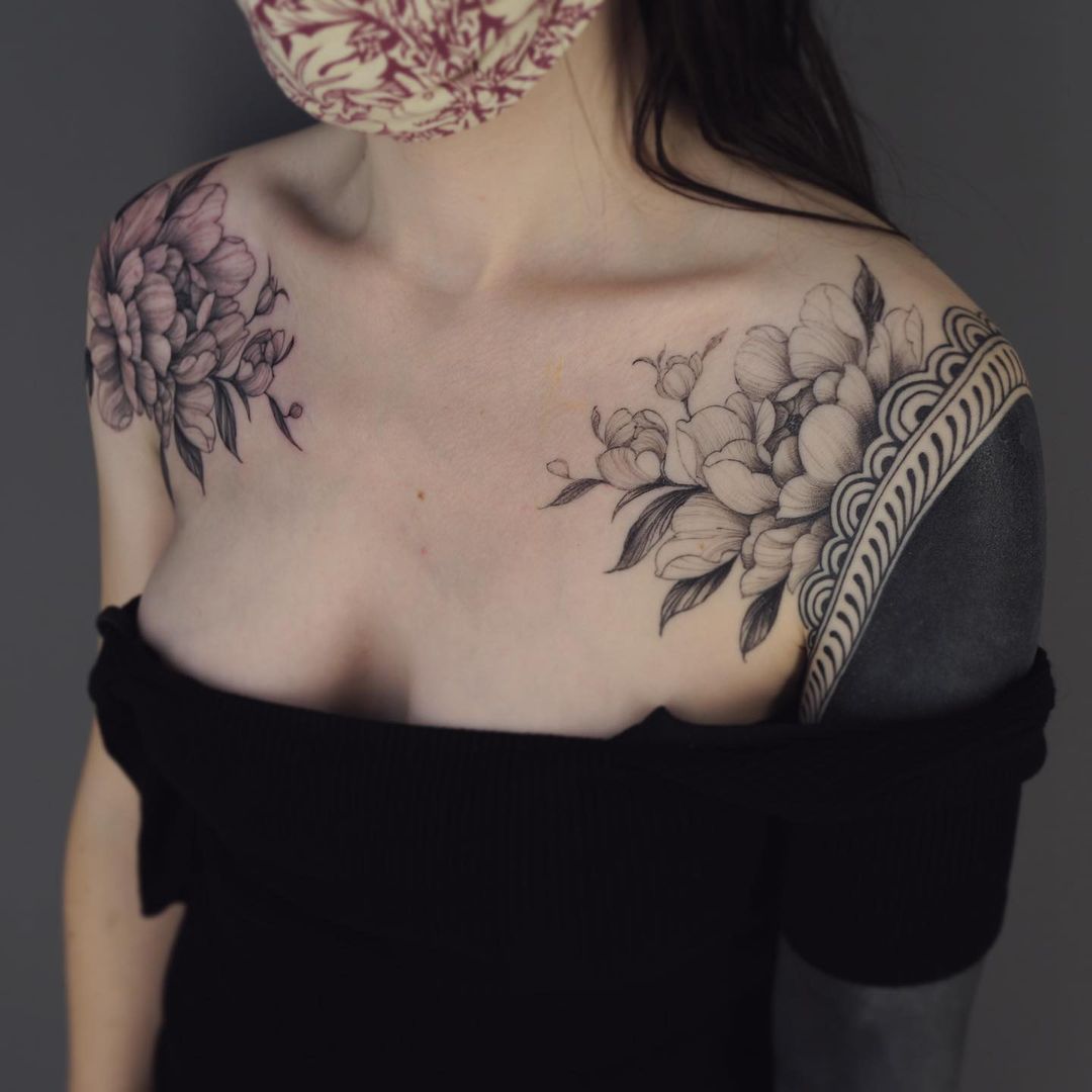 Freehand floral blackout project flowers floraltattoo tattoo tatt   TikTok