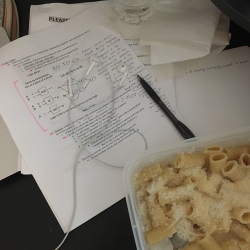 May 5, 2017 | 3:05pm Two finals left…Studying and eating pasta out of a plastic container. Se