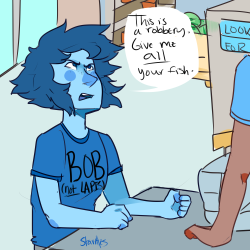 starrtles:  Lapis learns about the terrible conditions of her aquatic friends in the human shopping department known as ‘Walmart’ and decides to Rescue Them(click for better quality!)