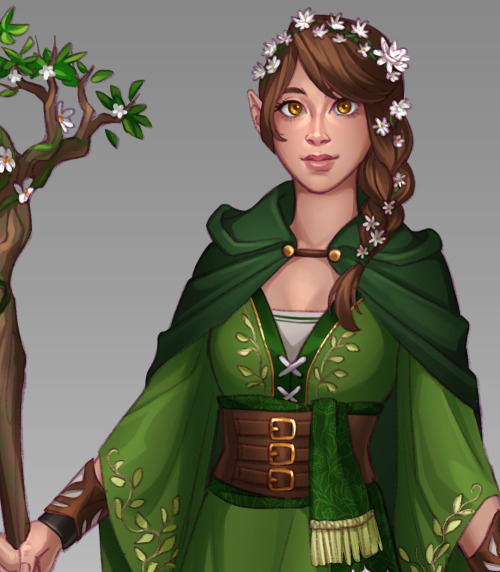 A commission of Arabella Starling, half-elf druid!