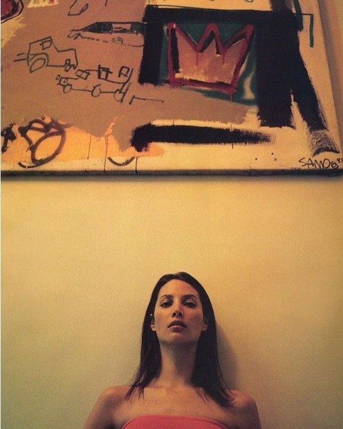babyblaize:    Photo by Nathaniel Goldberg and Tonne Goodman - Christy Turlington in front of a Basquiat painting(1999)  