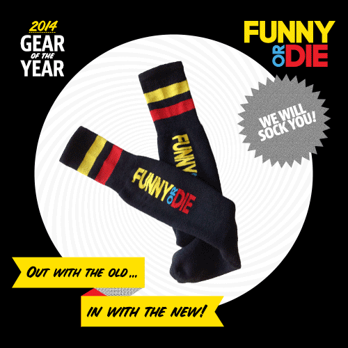 Funny Or Die Sucks Socks!
Our gear of the year is here! Keep your feet cozy and stylish with new Funny Or Die socks.
We’ll be giving them away throughout the year, but we’ll send a pair today to five people who message us here!