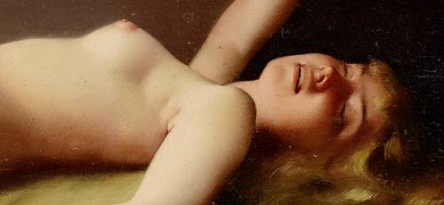 Reclining Nude and detail by Luis Ricardo Falero (1851-1896)
