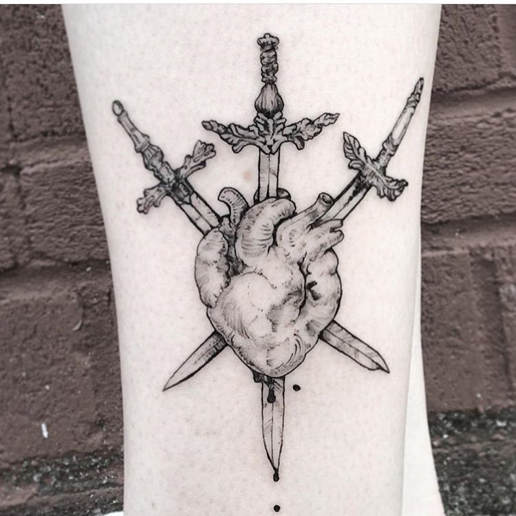 Tattoo uploaded by Stacie Mayer  3 of Swords tarot card by Kaitlin  Greenwood neotraditional KaitlinGreenwood tarot card tarotcard heart  sword  Tattoodo