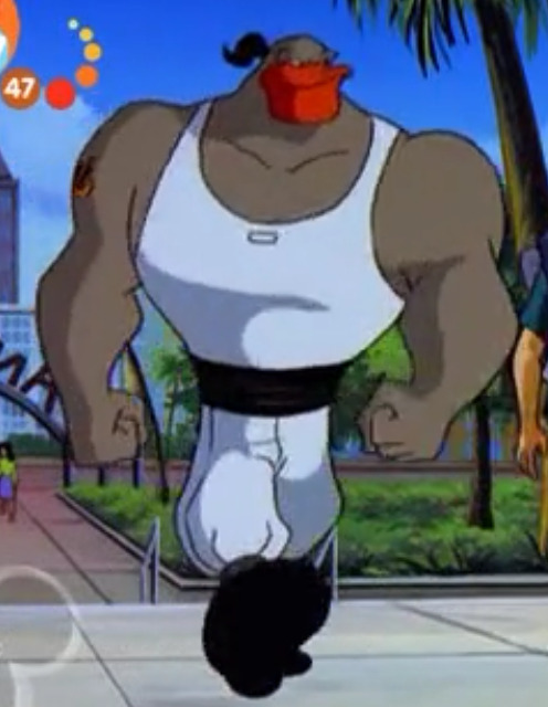 Grin Hardwing in his A-shirt / Sleeveless shirt / undershirt in Mighty Ducks Episode
