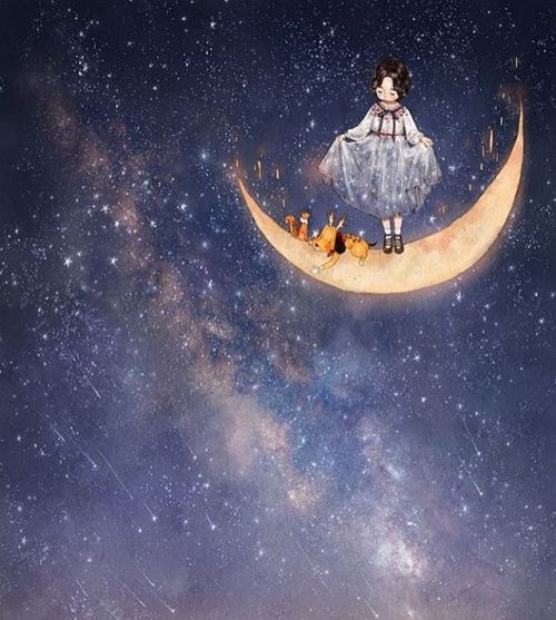 by @_aeppol #illustration #moon #stars #starrynight #night