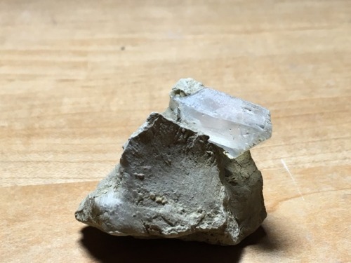 cc-da-wolf:One of the crystals popped out of the clay, but the other didn’t and it’s now a display s