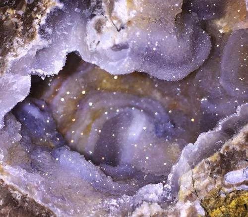 prxyi:✶Limestone geode from Cave of the Mounds, WI. Looks like a mini galaxy inside ✶ 