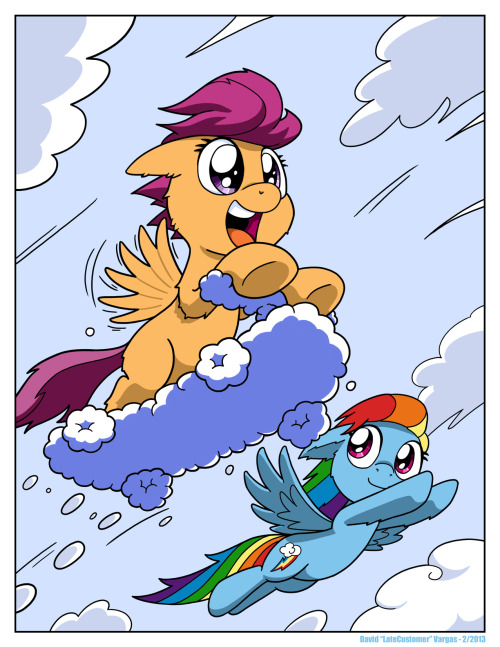 anibaruthecat:  pony-fuhrer:  twilightsparklesharem:  fisherpon:  Dreams and Reality - Commission by *latecustomer    oh rainbow, you are so awesome,  Lauren Faust’s original idea for Scootaloo was she would be handicapped and never able to fly. 