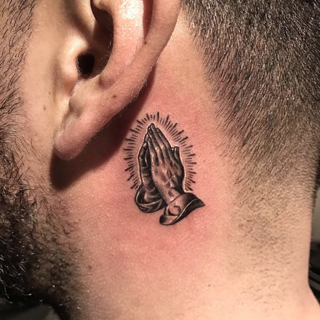 My new Tattoo work faithhand tattoos prayhand tattoos MrTattooHolic  Tattoo Ahmedabad Sal  Side neck tattoo Behind the neck tattoos Neck  tattoo for guys